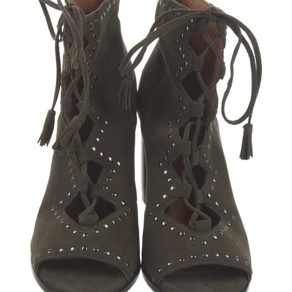Frye suede Women's Olive Lace-Up Heeled BootiesSize 8 - Picture 2 of 12